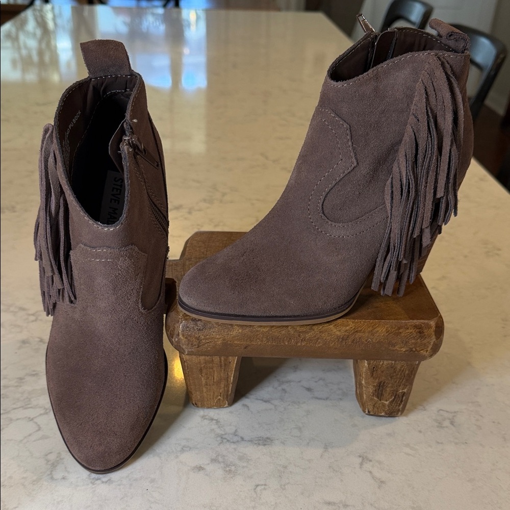 Steve Madden Brown Fringe Ankle Booties